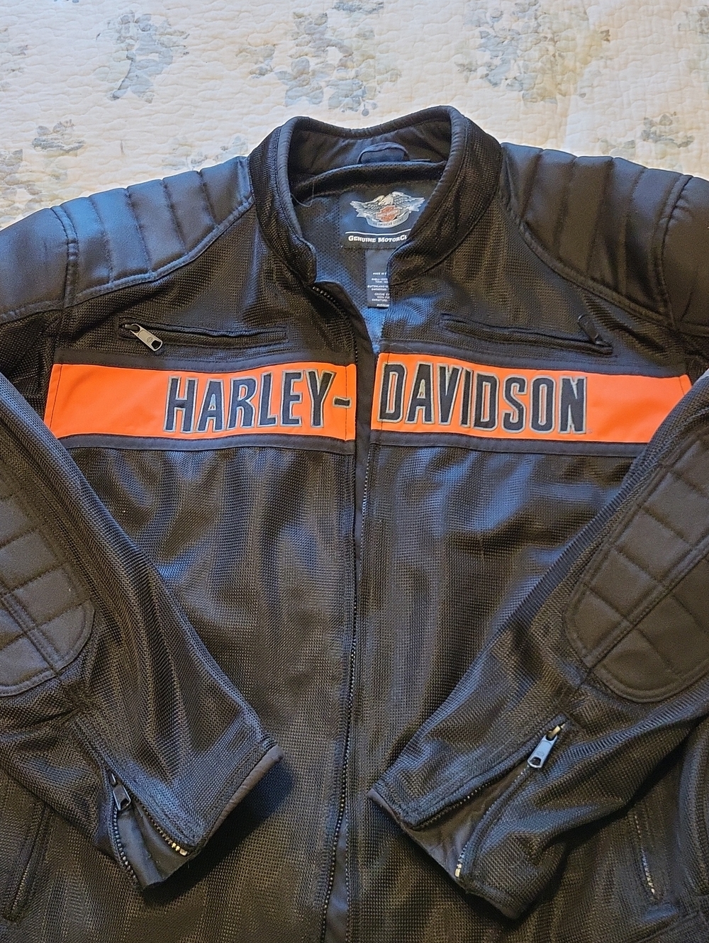 Harley-Davidson Black Jacket with Orange Chest Stripe